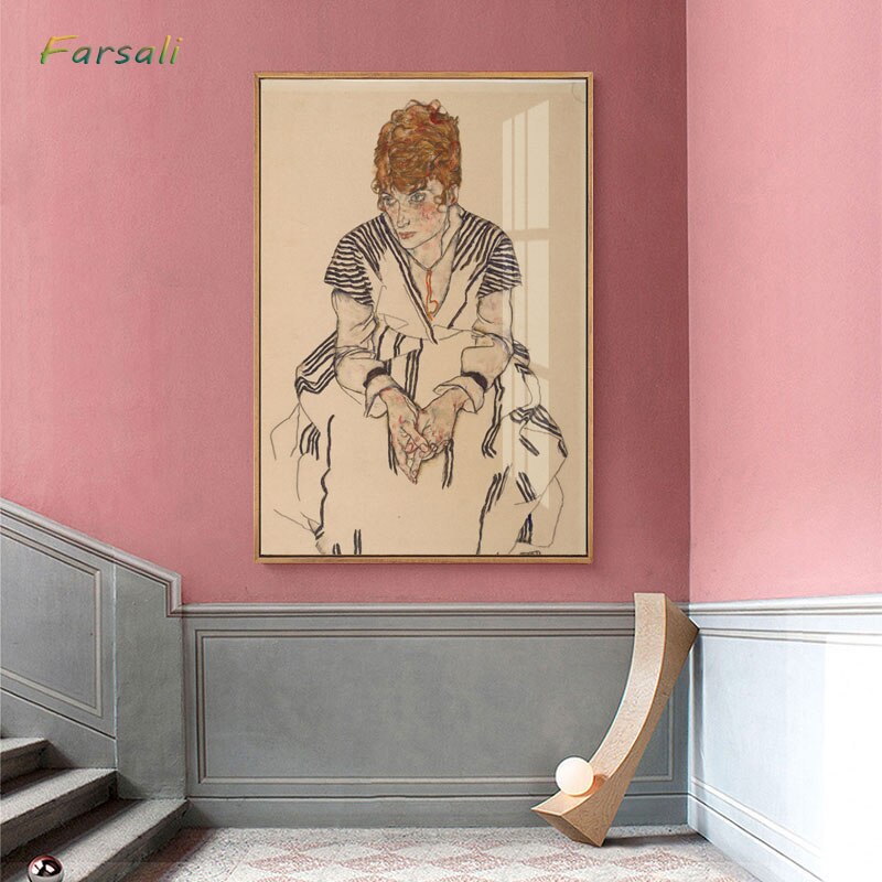 Cotton Tshirt The Logicians Oil Painting Wall decor canvas painting art print Canvas Print Wall Art Egon Schiele Multi Style Selection t -shirt Tee
