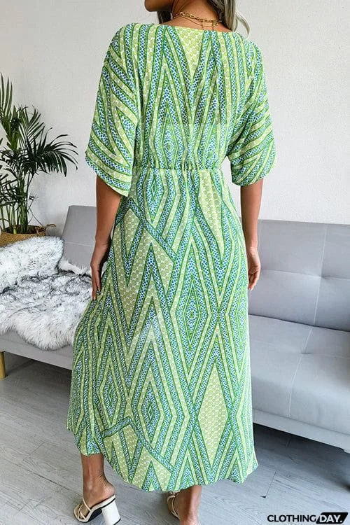 Print Drawstring Waist Kimono