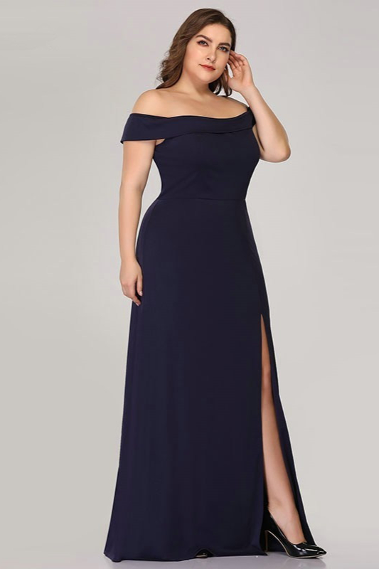 Elegant Plus Size Off-the-Shoulder Split Mermaid Evening Gowns