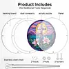 (18.5cm)DIY Acrylic Jigsaw Puzzle Window Hanging with Hanging Chain DIY Stained Glass Decoration Round Window Puzzle Decor for DIY Craft Project (Cross)