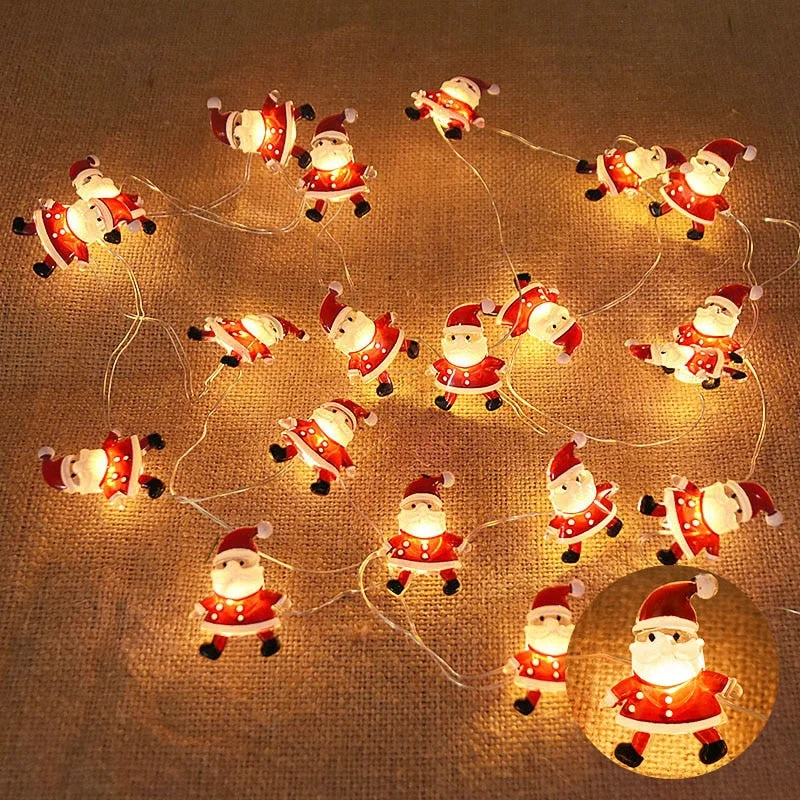 2M 20LED Santa Claus Snowflake LED Light String Christmas Decoration For Home Xmas Tree Ornament 2021 Navidad Kids Gift New Year