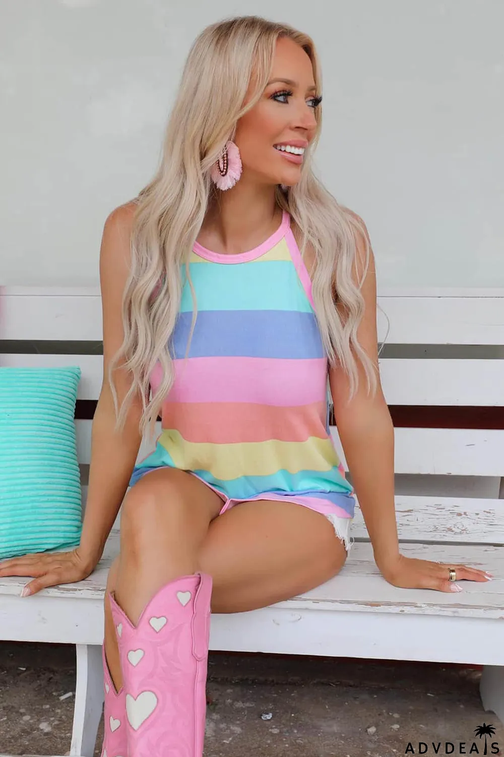 Multicolor Colorblock Knit Tank Top