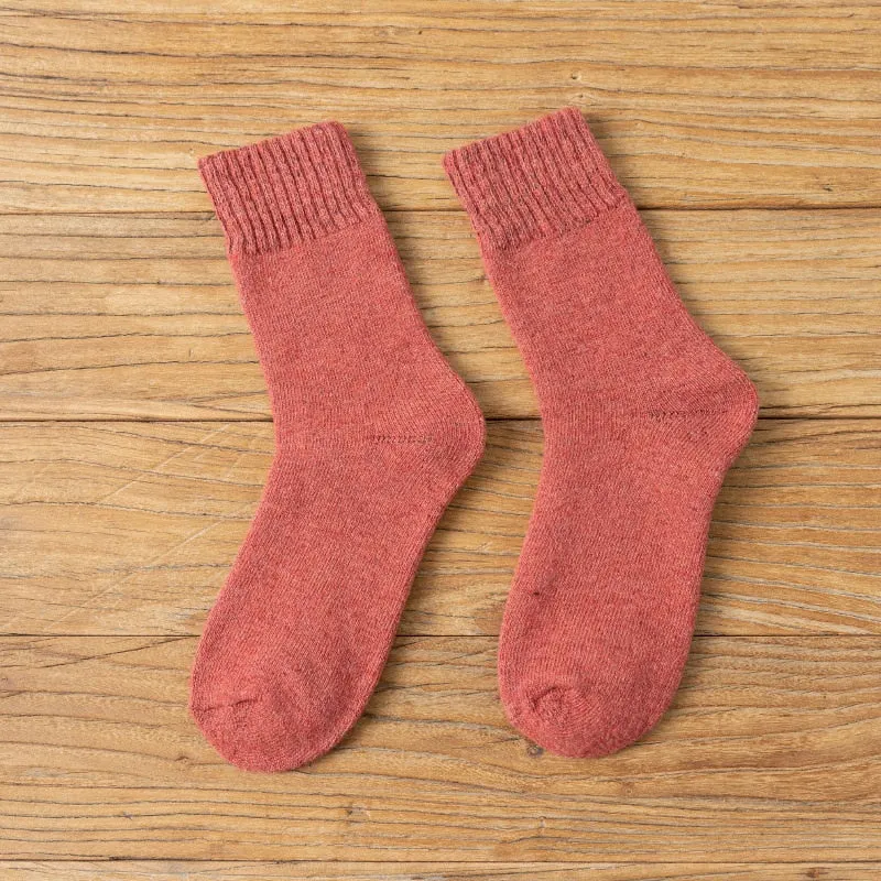 Winter Women Socks Thick Warm Solid Color Wool Harajuku Sox Retro Cold Resistant Fashion Casual Cashmere Cotton Socks for Female