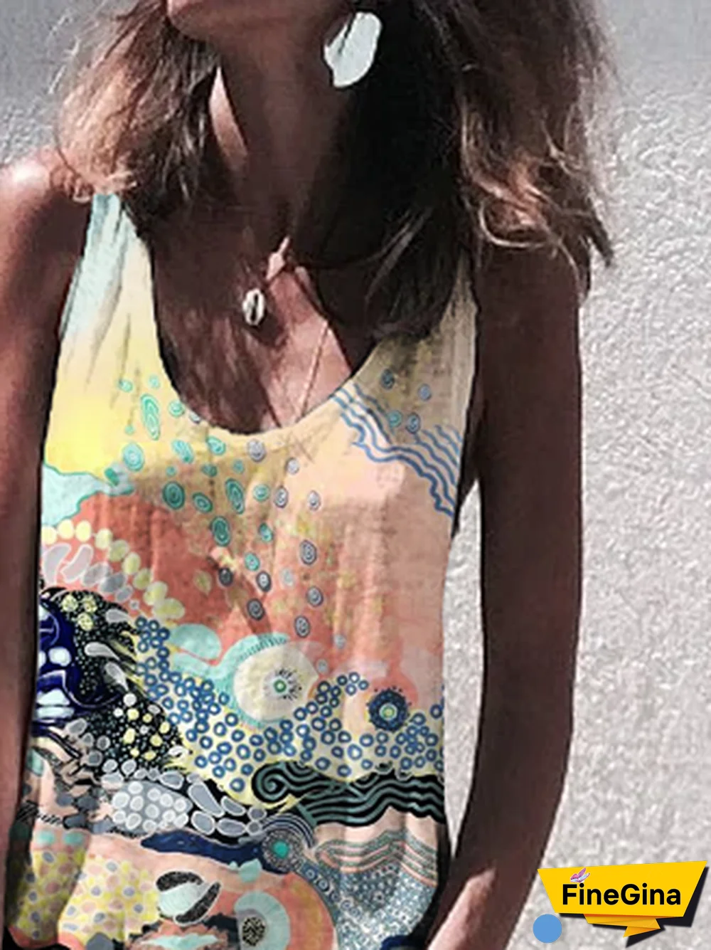 V Neck Floral Cold Shoulder Cotton T-shirt