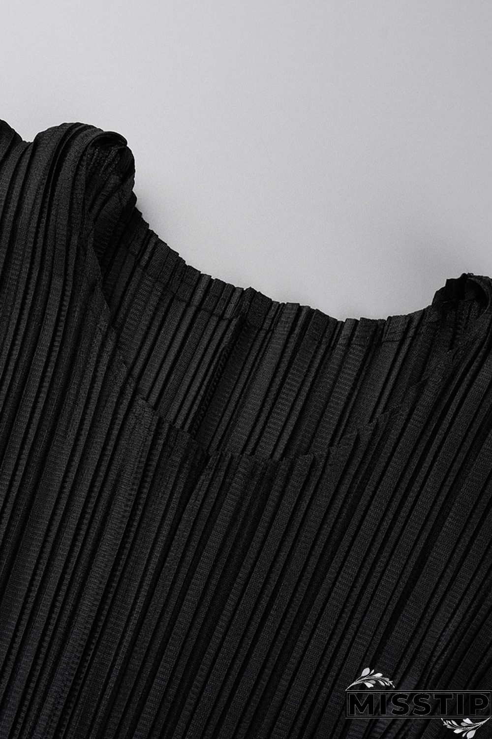 Black Casual Solid Patchwork Fold O Neck Straight Dresses