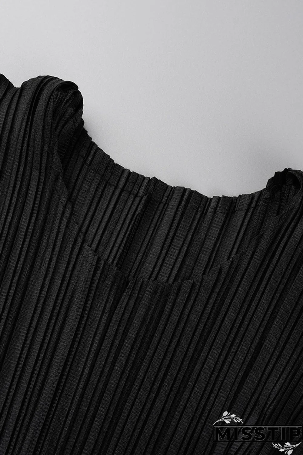 Black Casual Solid Patchwork Fold O Neck Straight Dresses