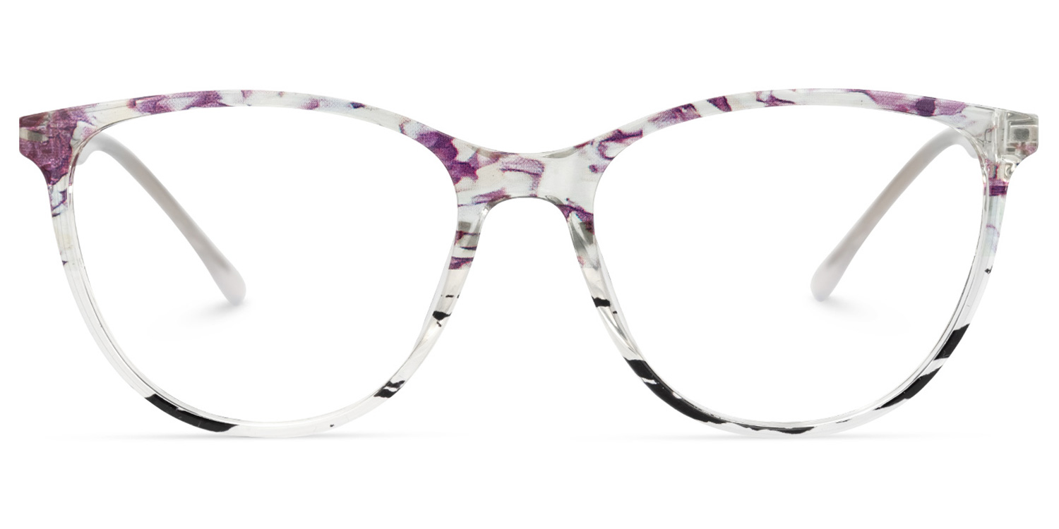 Haskel Blumendruck-Lila Cateye Brille Blumendruck-Lila