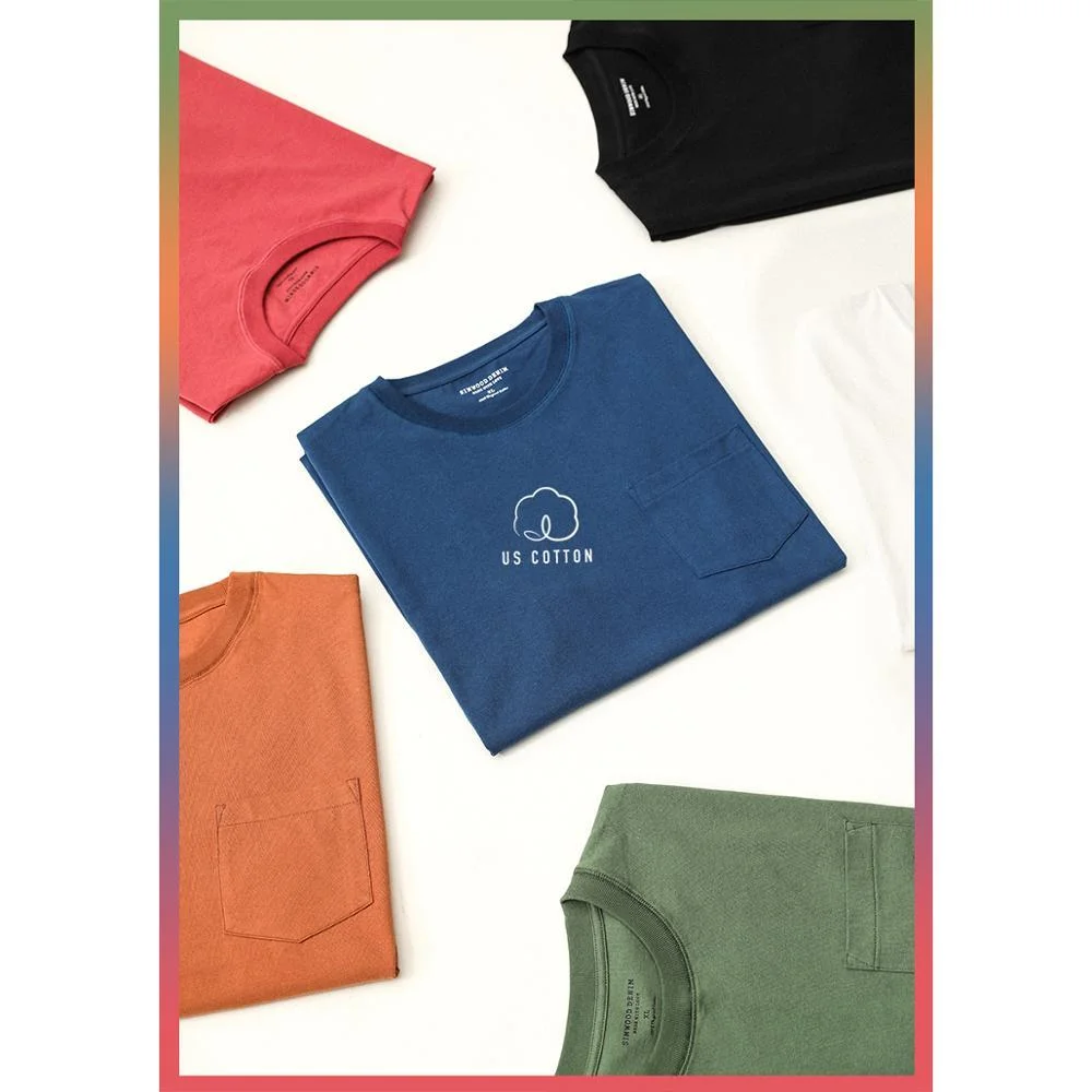 SIMWOOD 2021 summer new t-shirt men fashion chest pocket loose 100% cotton tshirt plus size tops brand clothing SJ170719