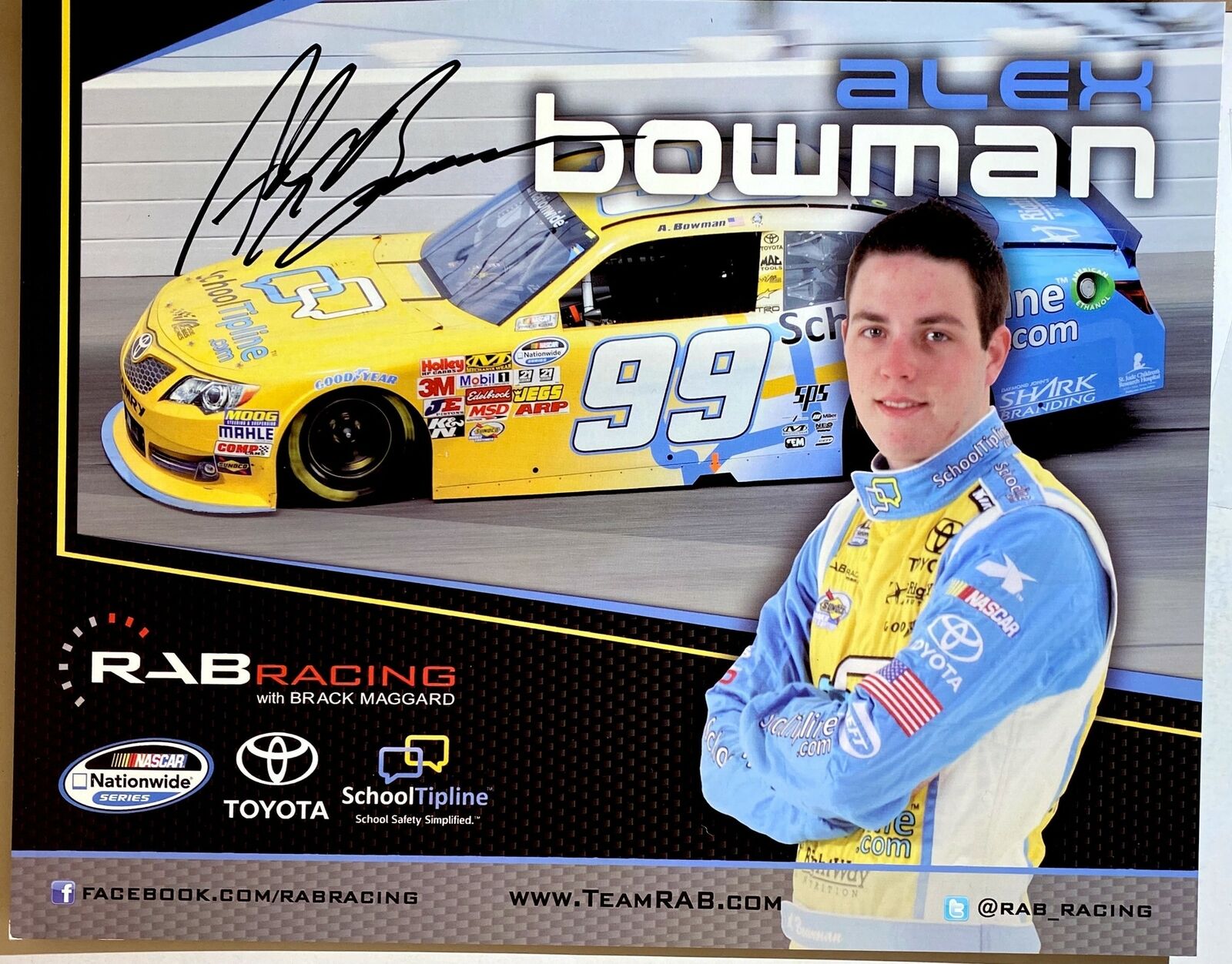 Alex Bowman Signed 8x10 Photo Poster painting NASCAR Stock Car Racing Autograph Auto