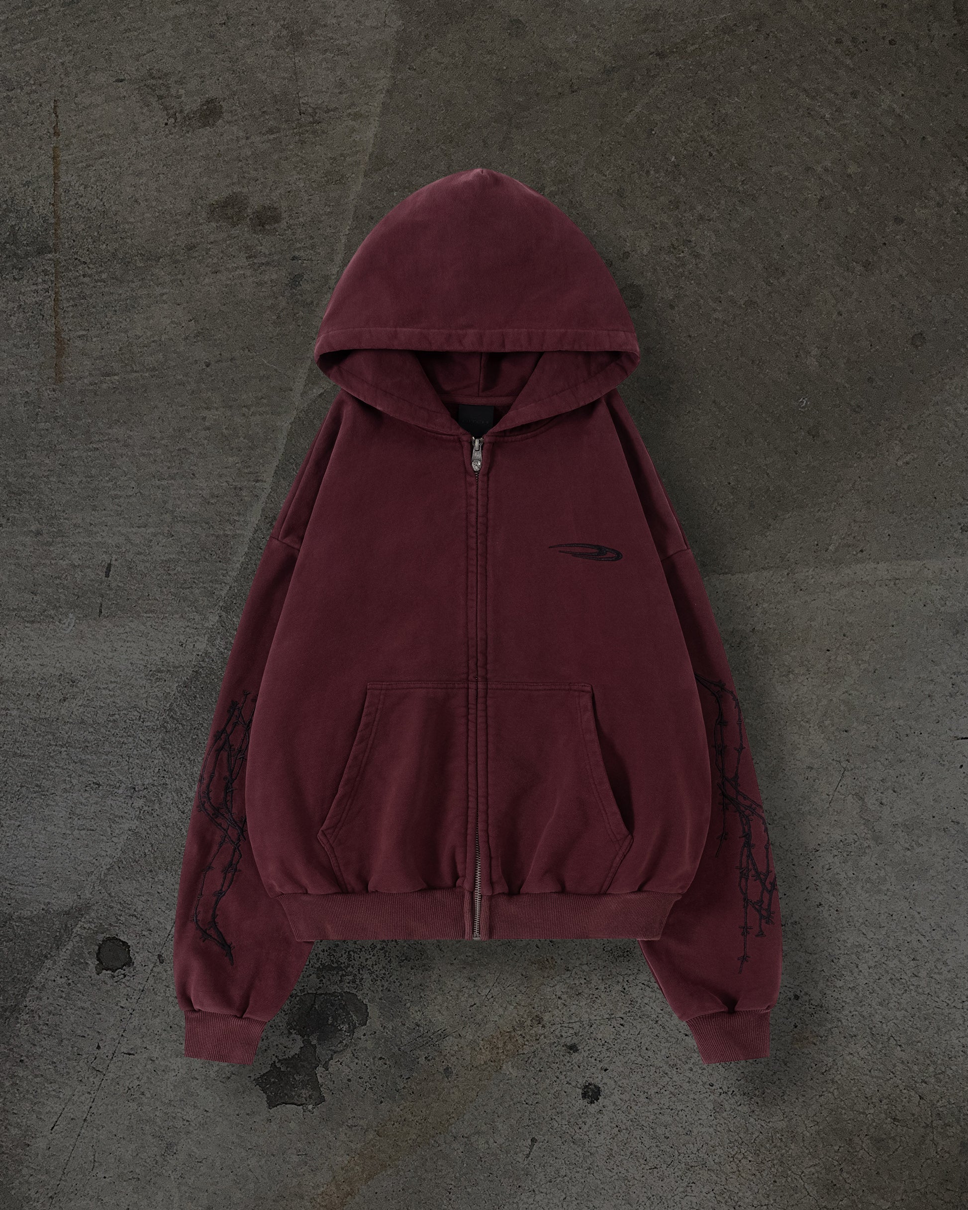 ATHLETIC BARBED ZIPUP (CRIMSON)