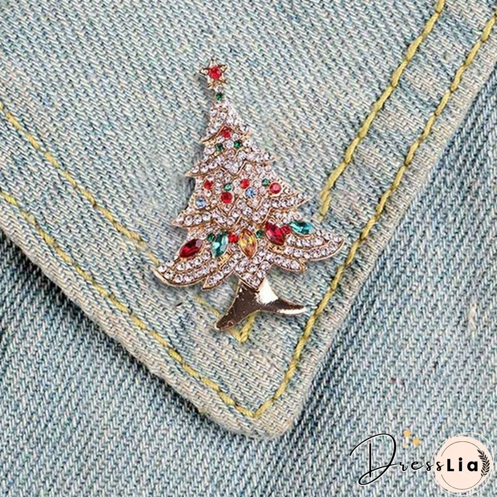 Fashion Crystal Christmas Snowman Christmas Tree Deer Brooch Pin Collar Womens Jewellery Xmas Party Jewelry