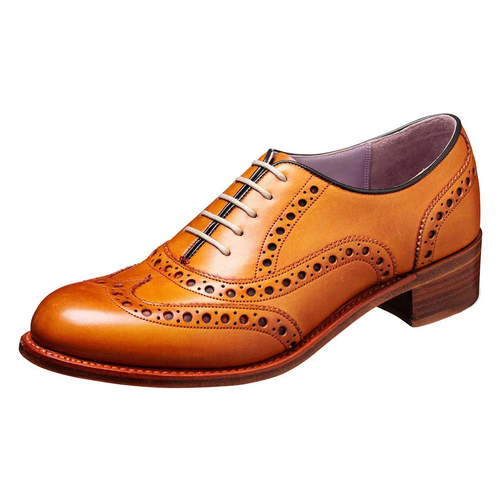 Tan Vegan Leather Round Toe Chunky Heel Oxford Shoes Women