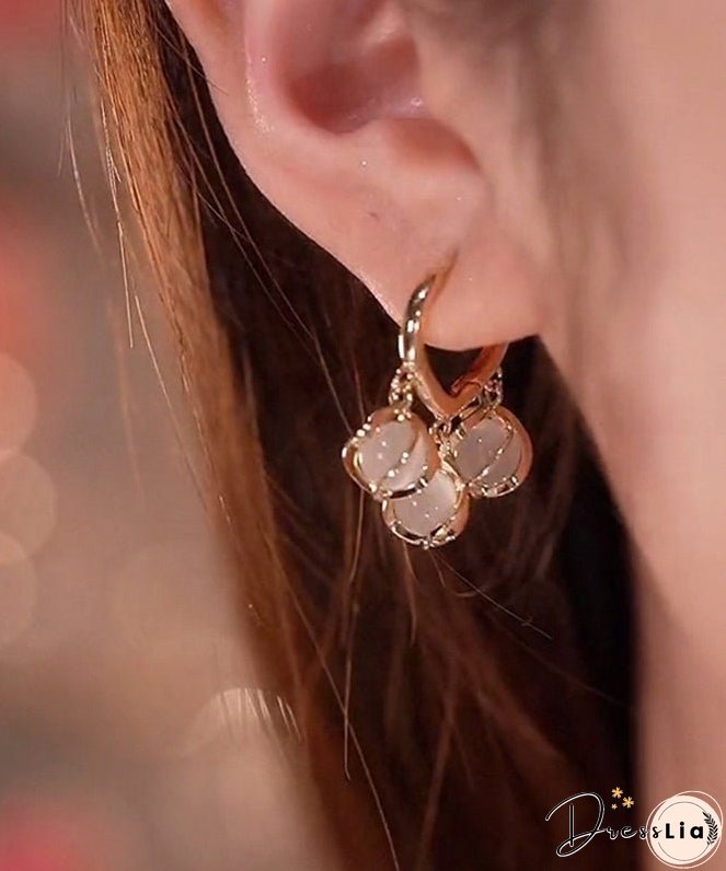 Modern White Sterling Silver Alloy Gem Stone Lily Of The Valley Drop Earrings