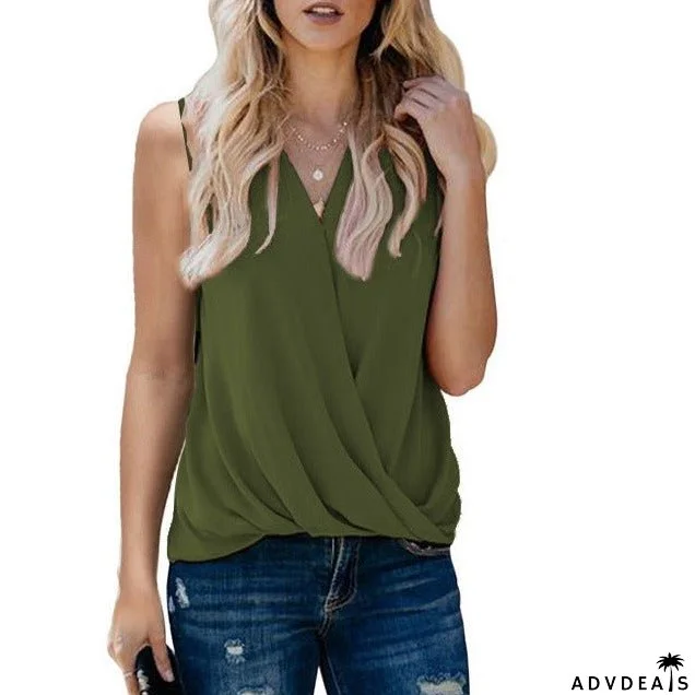Solid Color V-neck Bottoming Ladies Vest