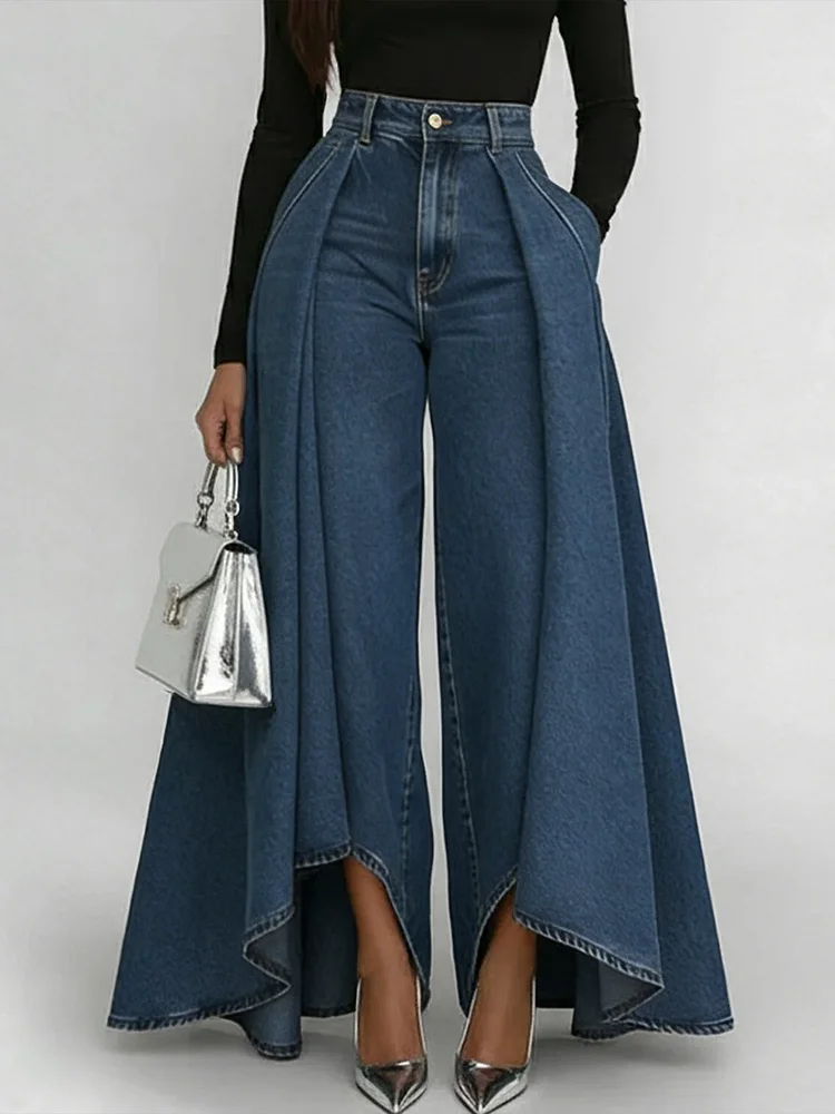 Women's High-waisted Casual Loose-fitting Wide-leg Jeans
