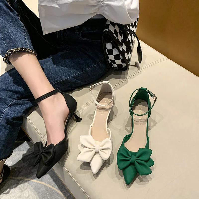 Tanguoant Tanguoant Heel Shoes Spring 2023 New High Heels With A Bow