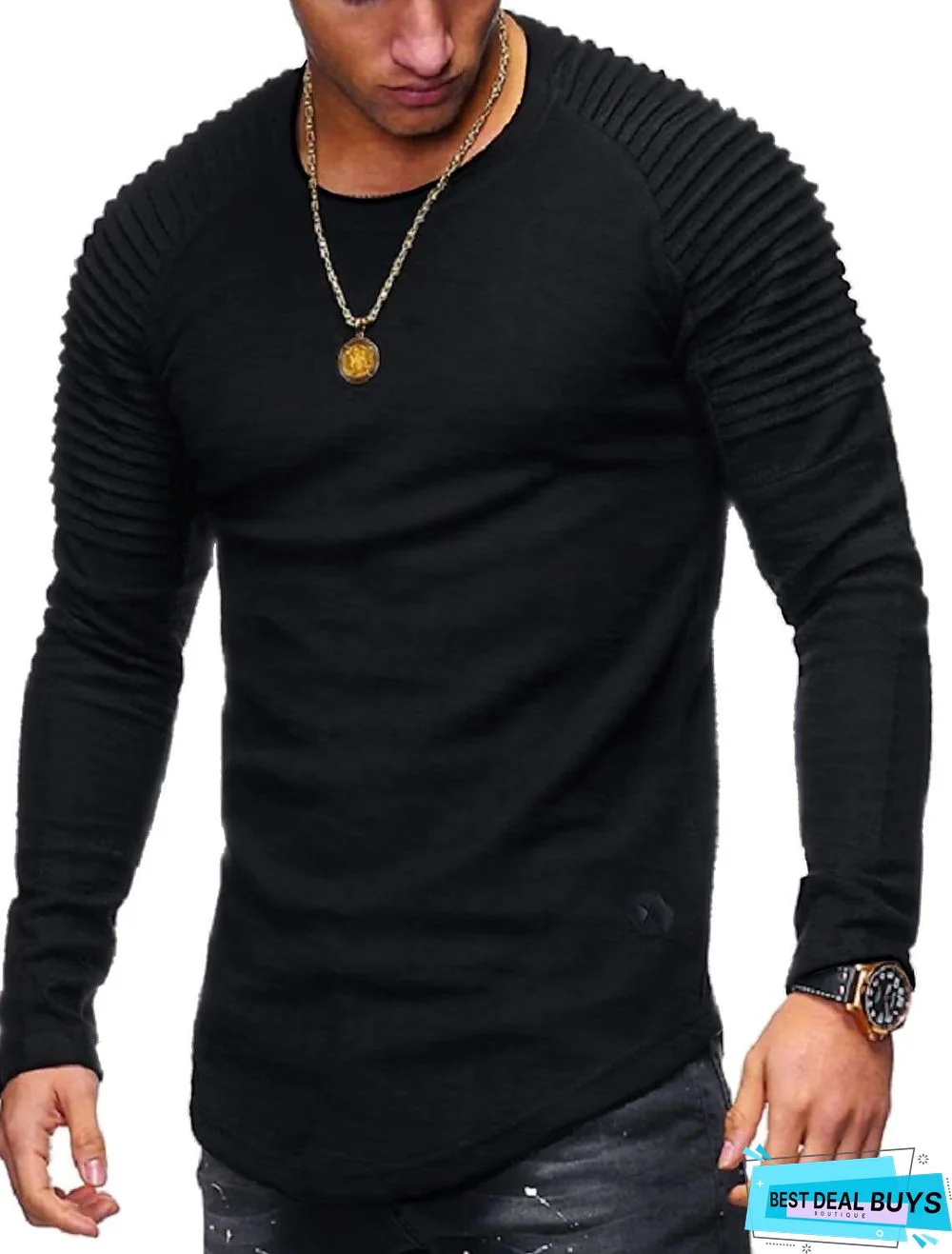 Men's T-Shirt Non-Printing Solid Colored Plus Size Long Sleeve Daily Tops Cotton Round Neck Army Green Gray Khaki