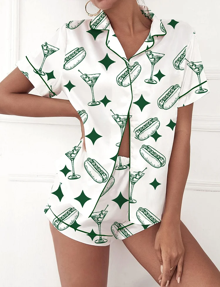 Women's Tinis And Weenies Dirty Martini Party Pajama Set
