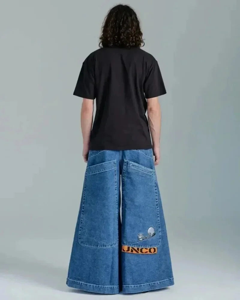 Uveng Year's Popular Style JNCO Graphics Jeans Y2K Hip-Hop Loose Jeans For Men And Women Harajuku