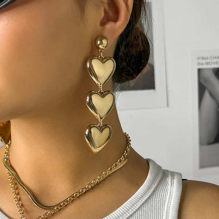 Fashion Plating Heart-Shaped Necklace Earrings Bracelet Jewelry