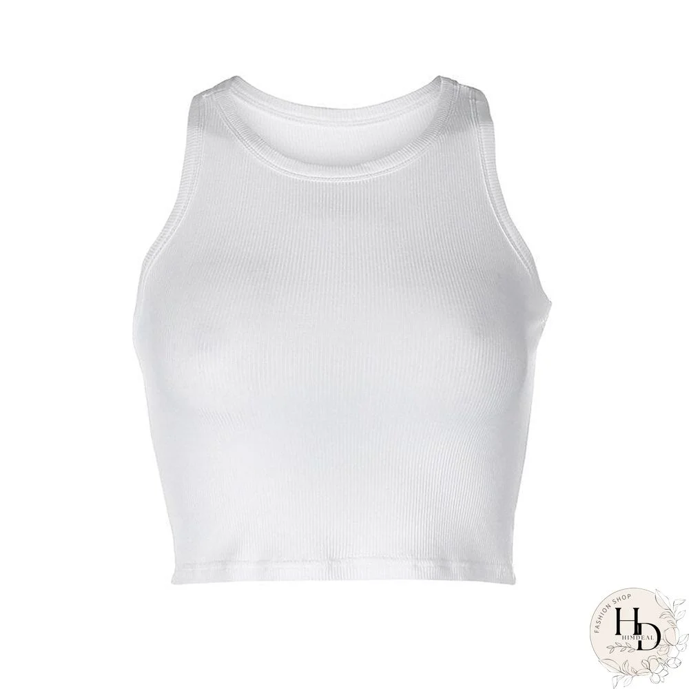 Fitness Basic Knitted Tank Top Women Sleeveless Casual Solid Color Elastic Crop Tops Clubwear Retro Summer Vest Harajuku