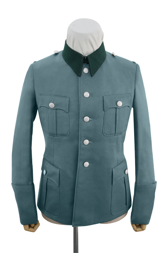   Polizei German General Officer Gabardine Service Tunic Jacket With Deep Green Collar 5 Buttons German-Uniform