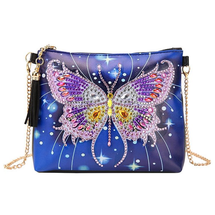 DIY Butterfly Special Shaped Diamond Painting Leather Chain Messenger Bags gbfke