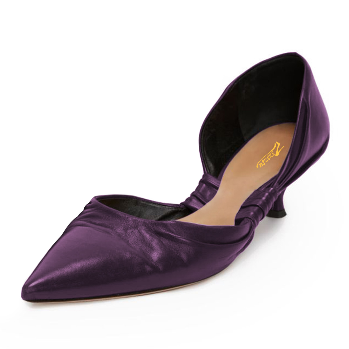 Dark Purple Faux Leather Pointed Toe Women's Casual Pumps Heels Nicepairs