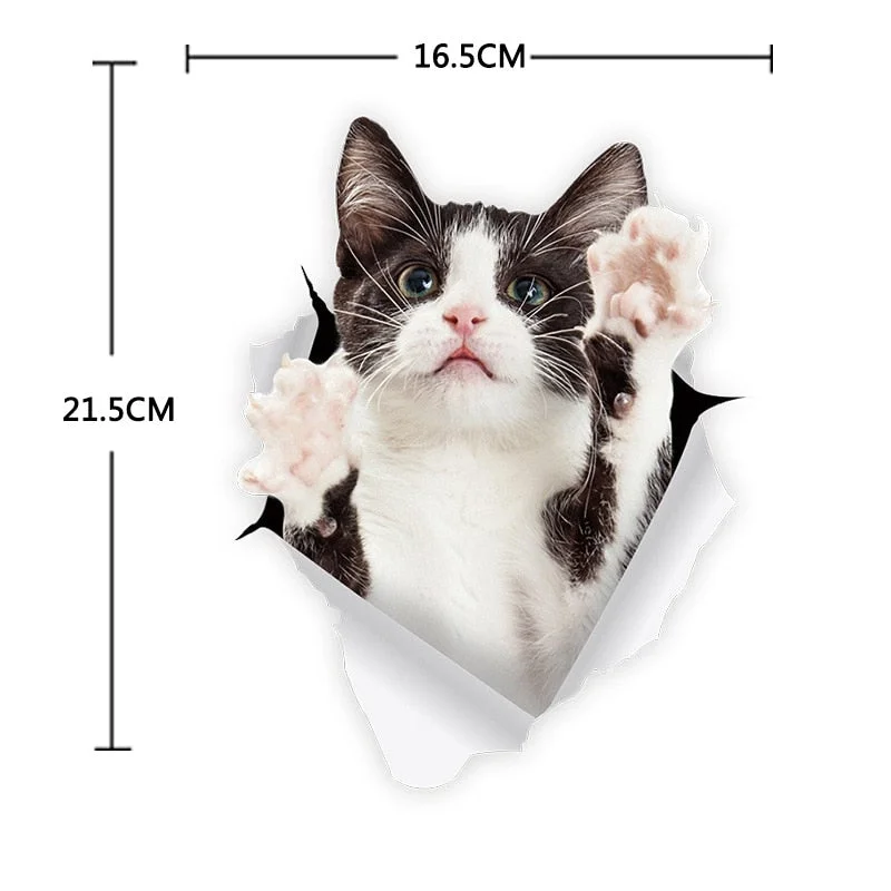 New Cat Dog 3D Wall Sticker Bathroom Toilet Kids Room Decoration Wall Decals Animal Sticker Refrigerator Waterproof Poster