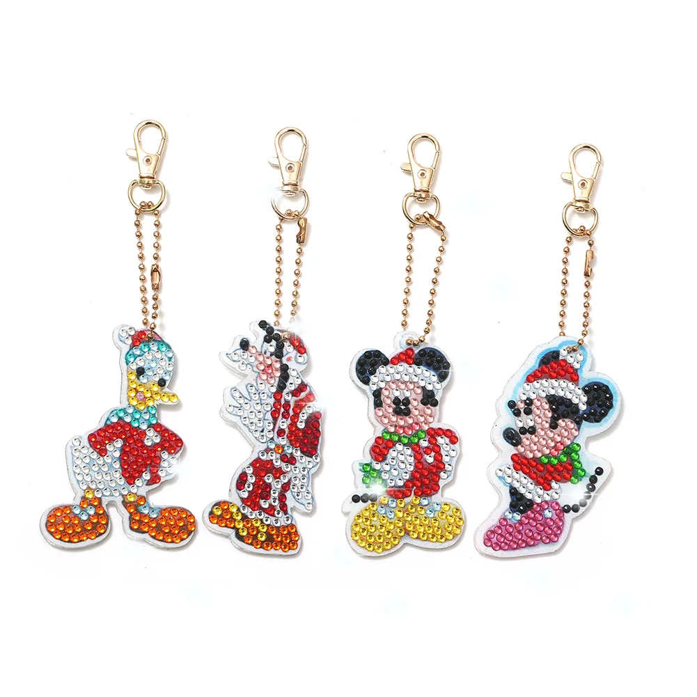 4pcs Diamond Painting Keychains Mickey Donald Duck