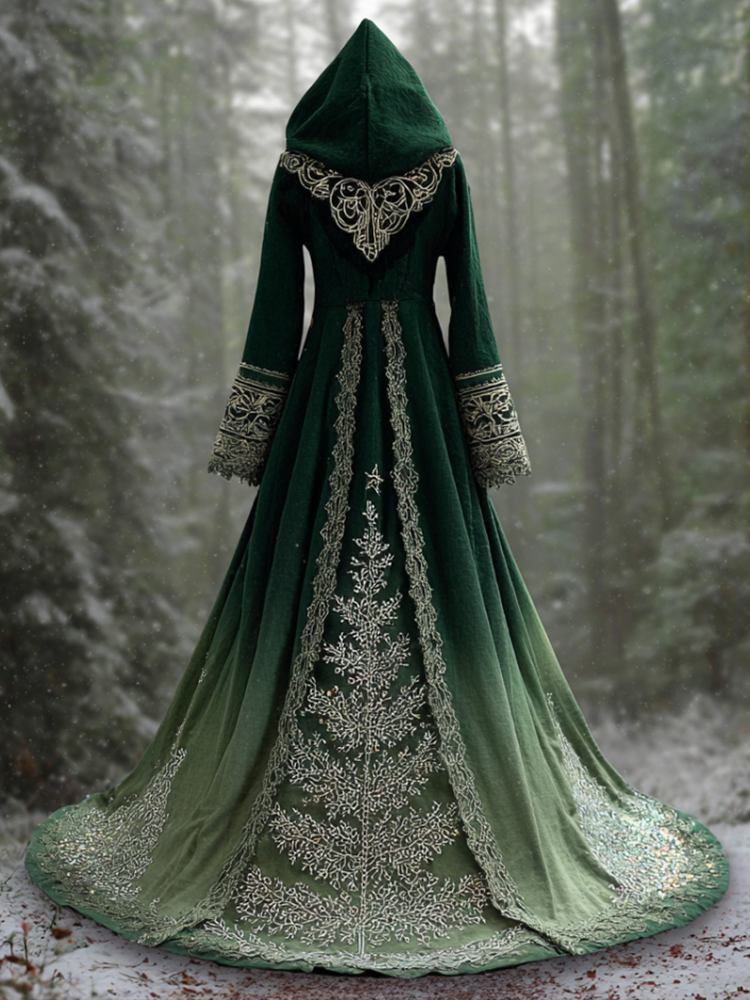 Lady Christmas Retro Hooded Cloak elevenforest