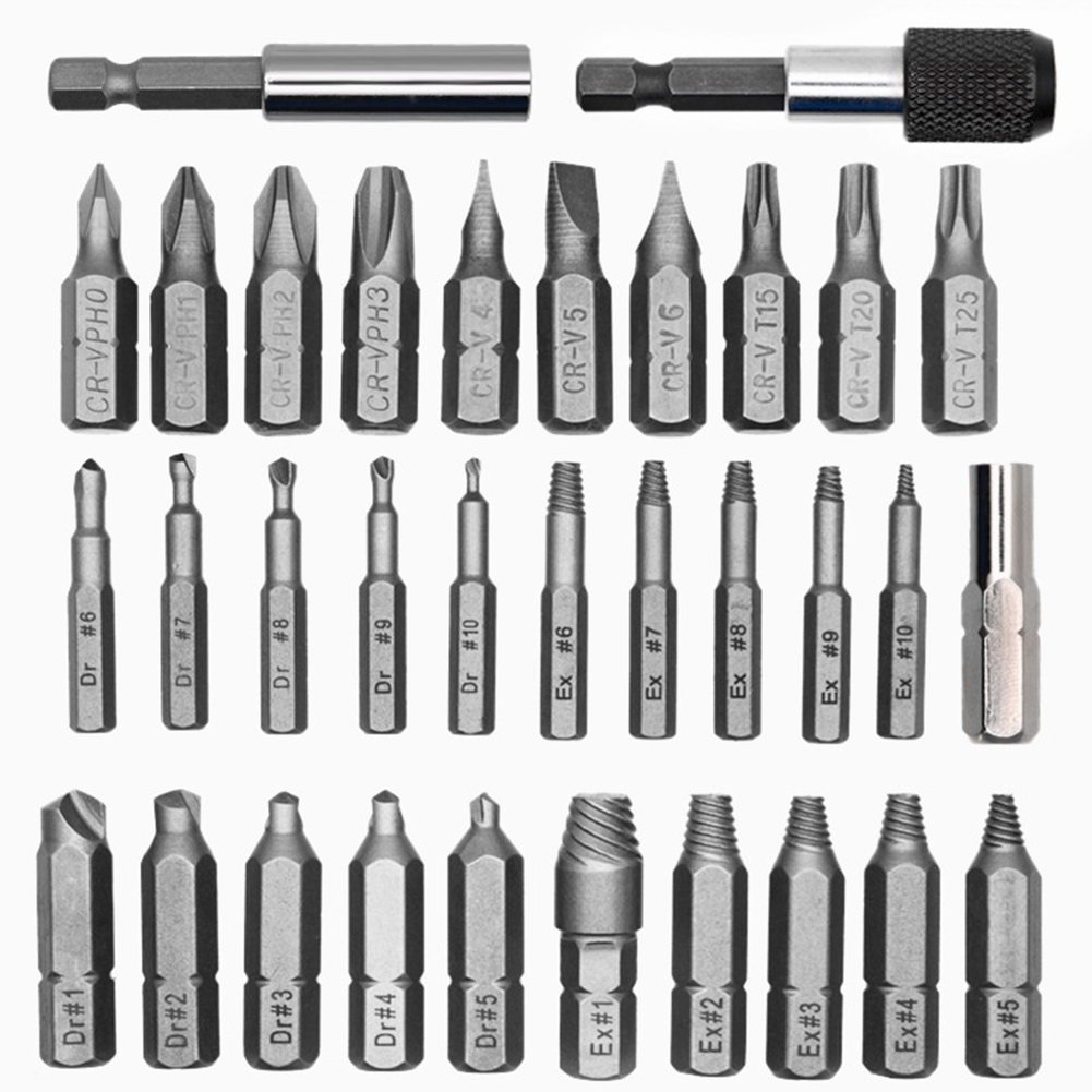 

33Pcs Double-End Broken Screw Extractor Damaged Bolt Stud Hss Drill Bit Set, 501 Original