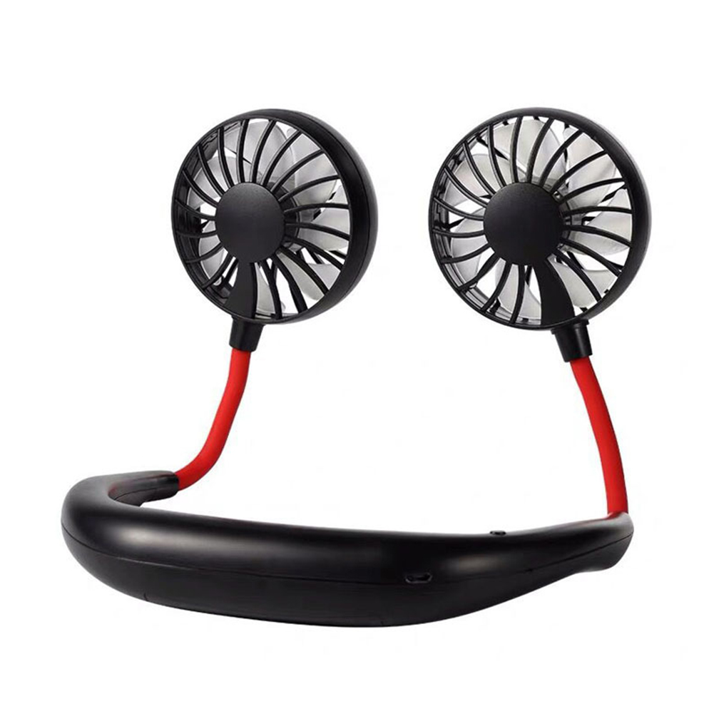 

USB Rechargeable Neck Band Fan Sports Outdoor Halter Air Cooler Ventilator, Red, 501 Original