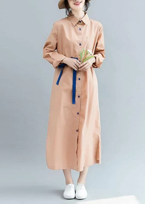 Bohemian side open cotton Long Shirts Fashion Ideas nude cotton shirt Dress fall