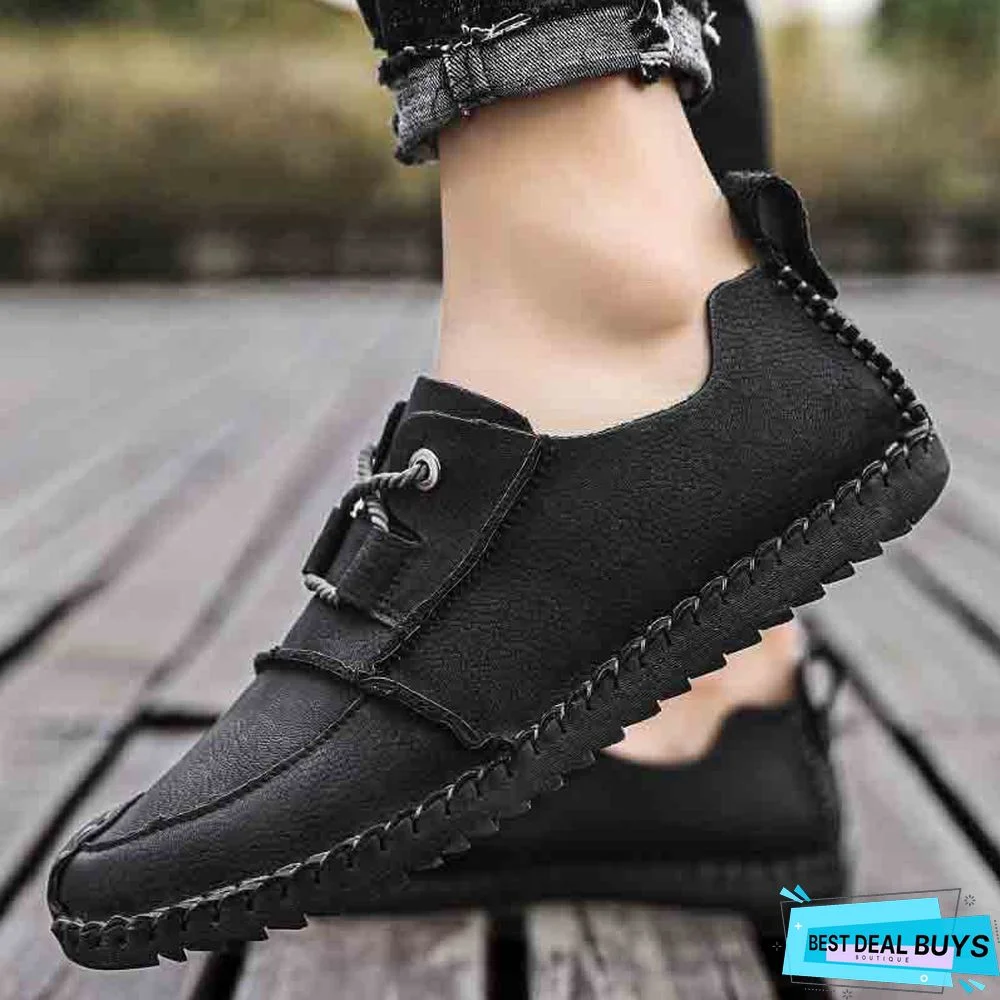 Men's Fashion Business Spliced Laced Casual Leather Shoes