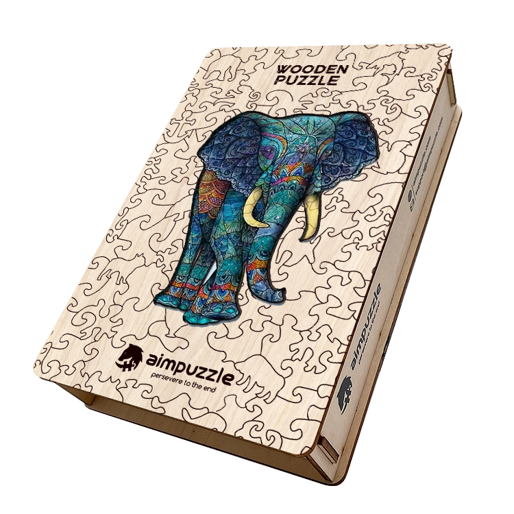 Blue elephant Wooden Jigsaw Puzzle