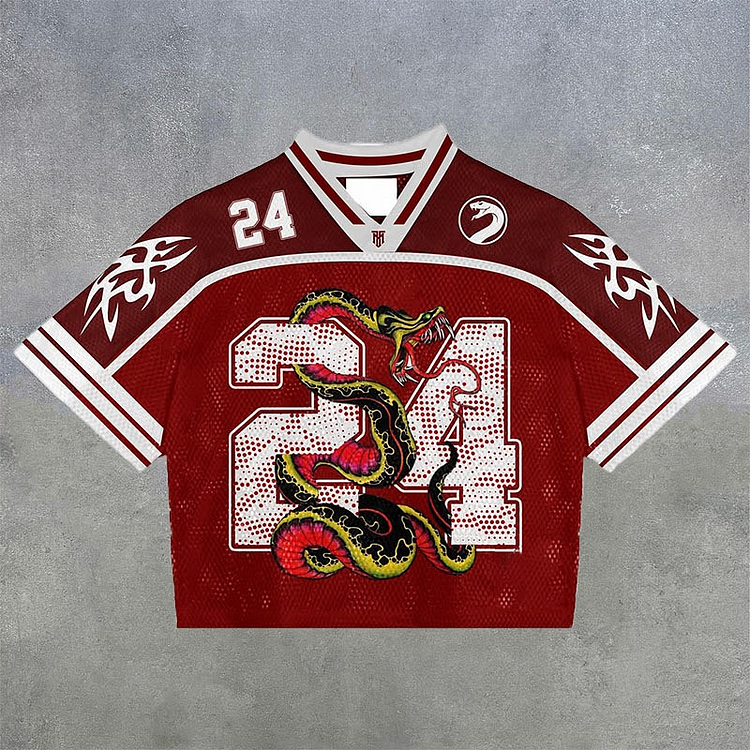 Vintage Legend Snake No.24 Graphics Blokecore Blokette Jerseyfit V-neck T-shirt