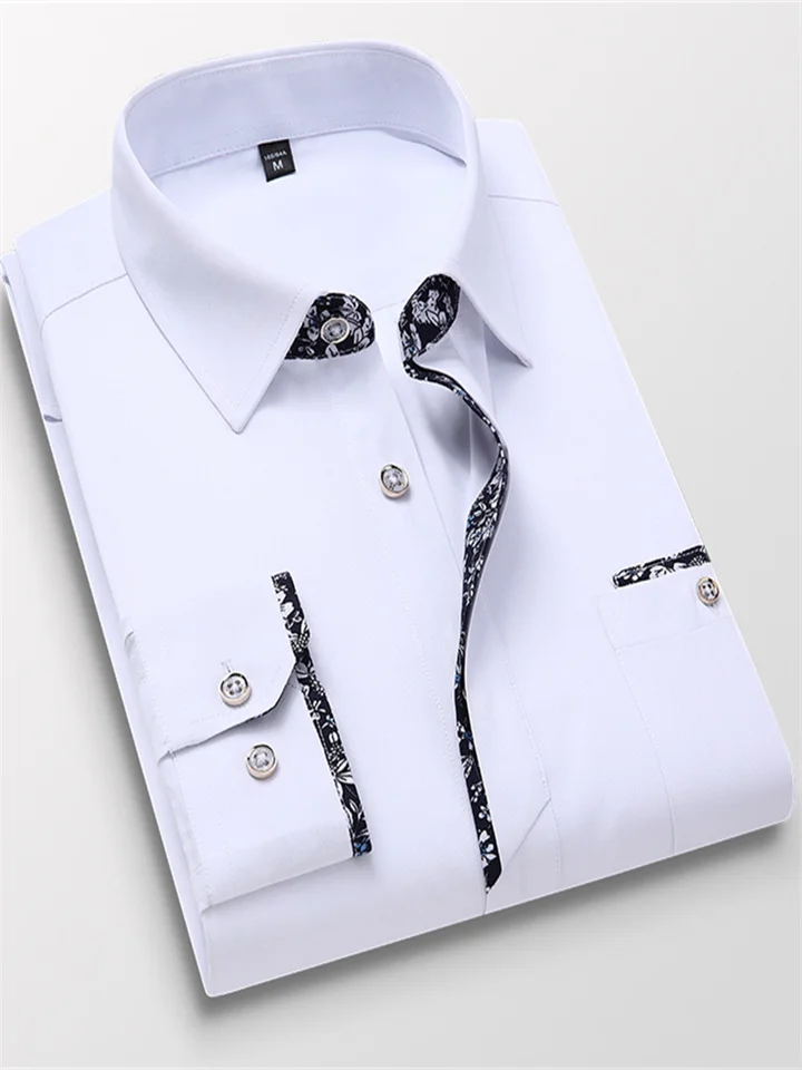 Autumn New Men's Solid Color Shirt Long-sleeved Trend New Men's Casual Shirt Korean Slim Cotton Shirt-Cosfine