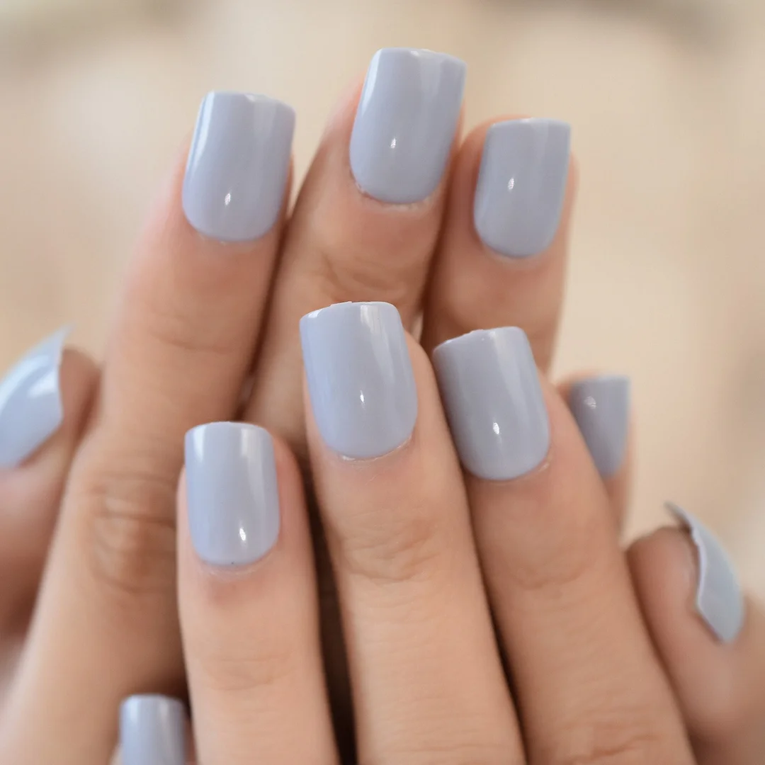 Purple Gum Glitter Starry Sky Design Full Cover Nails Coffin Medium-Short Putty Lovely Charms Reuseable Detachable False Nails-Nail Inspo