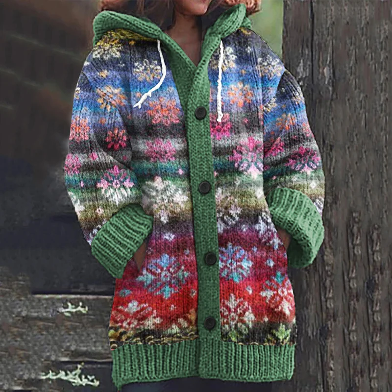 Vintage Snowflake Icelandic Knit Jacquard Warmth Print Women's Sweater