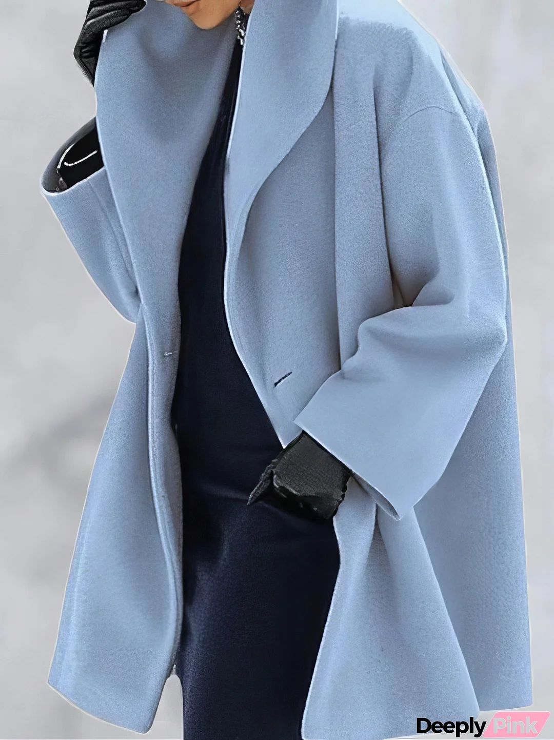Loose Solid Button Hooded Woolen Coat