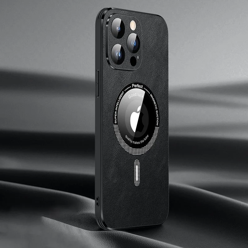 Magnetic Leakage Mark Skin Texture Case Cover For iPhone