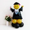 10PCS Graduation Party Decoration Cartoon Black Golden Aluminum Film Latex Balloons Celebration Supplies