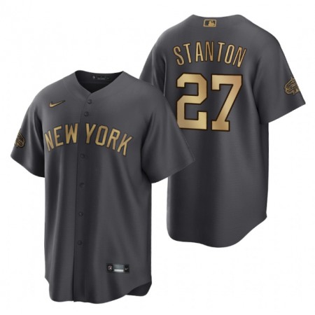 Men's New York Yankees #27 Giancarlo Stanton 2022 All-Star Charcoal Cool Base Stitched Baseball Jersey DORL