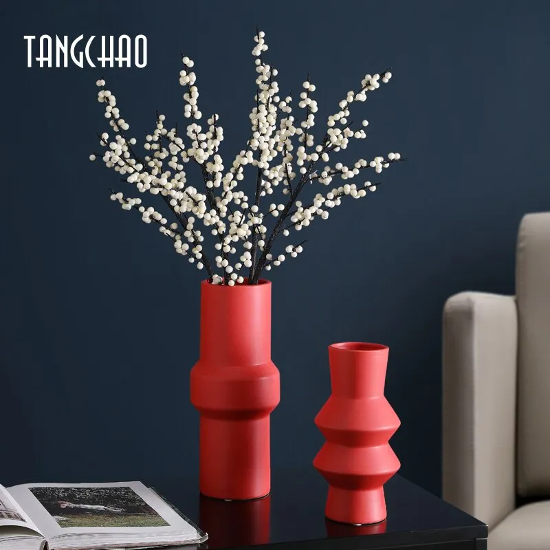 Nordic Ceramic Vase Morandi Color Flower Vases Flower Arrangement Home Decor Living Room TV Cabinet Home Decoration Accessories