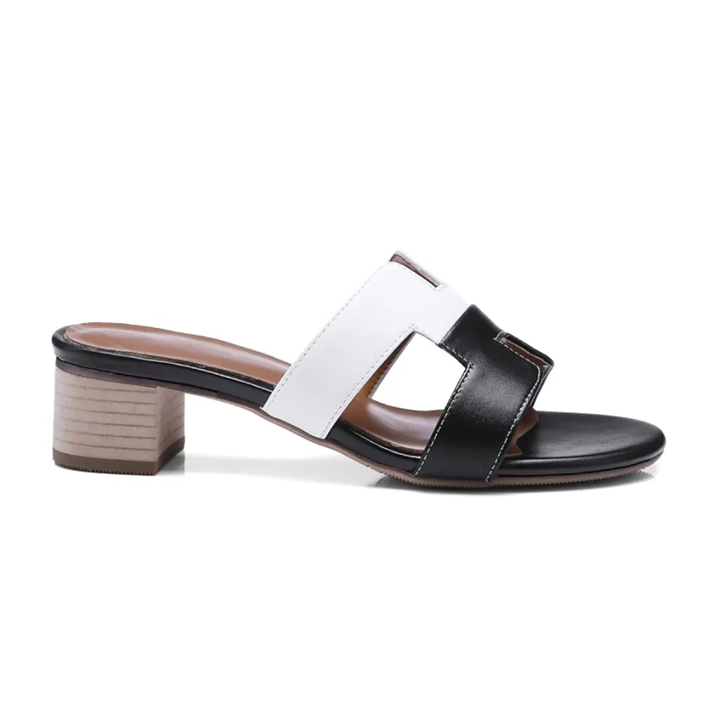 H-Shape Women's Summer Flats PU Stitching Color-vocosishoes