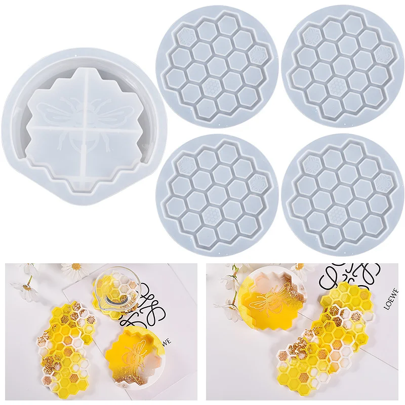 5 PCS Beehive Coaster Storage Resin Mold Set