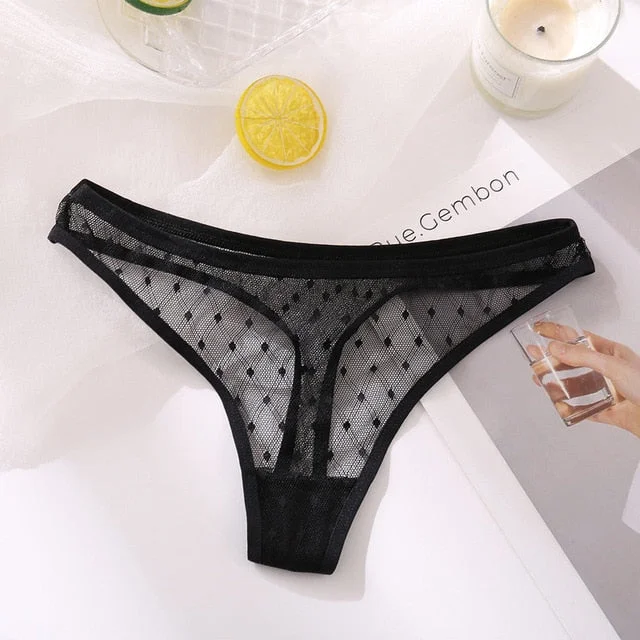 M-XL Transparent Lace G-String Sexy Panties Women Underwear Pantys Low-Waist Female Underpants Mesh Perspective Briefs Lingerie