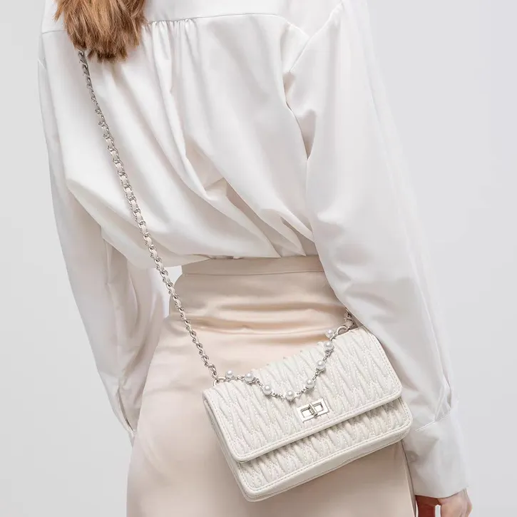 Small square bag chain bag versatile shoulder bag fashionable crossbody bag-vocosishoes