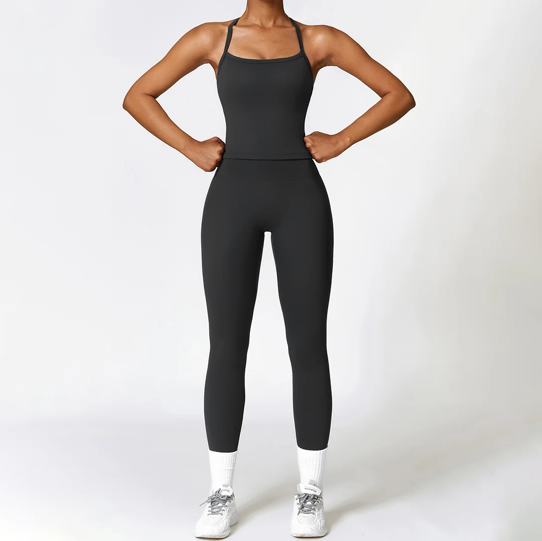 Crossover sport bras & Skinny track leggings set